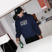 Pass~Port Official Stacked Applique Hood - Navy