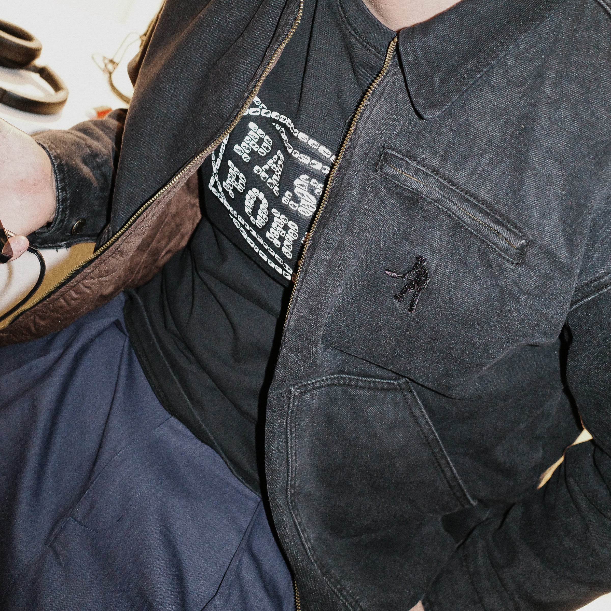 Pass~Port Solid Denim Packers Jacket - Black