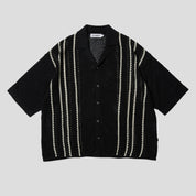 Evisen Stripe Crochet Shirt - Black