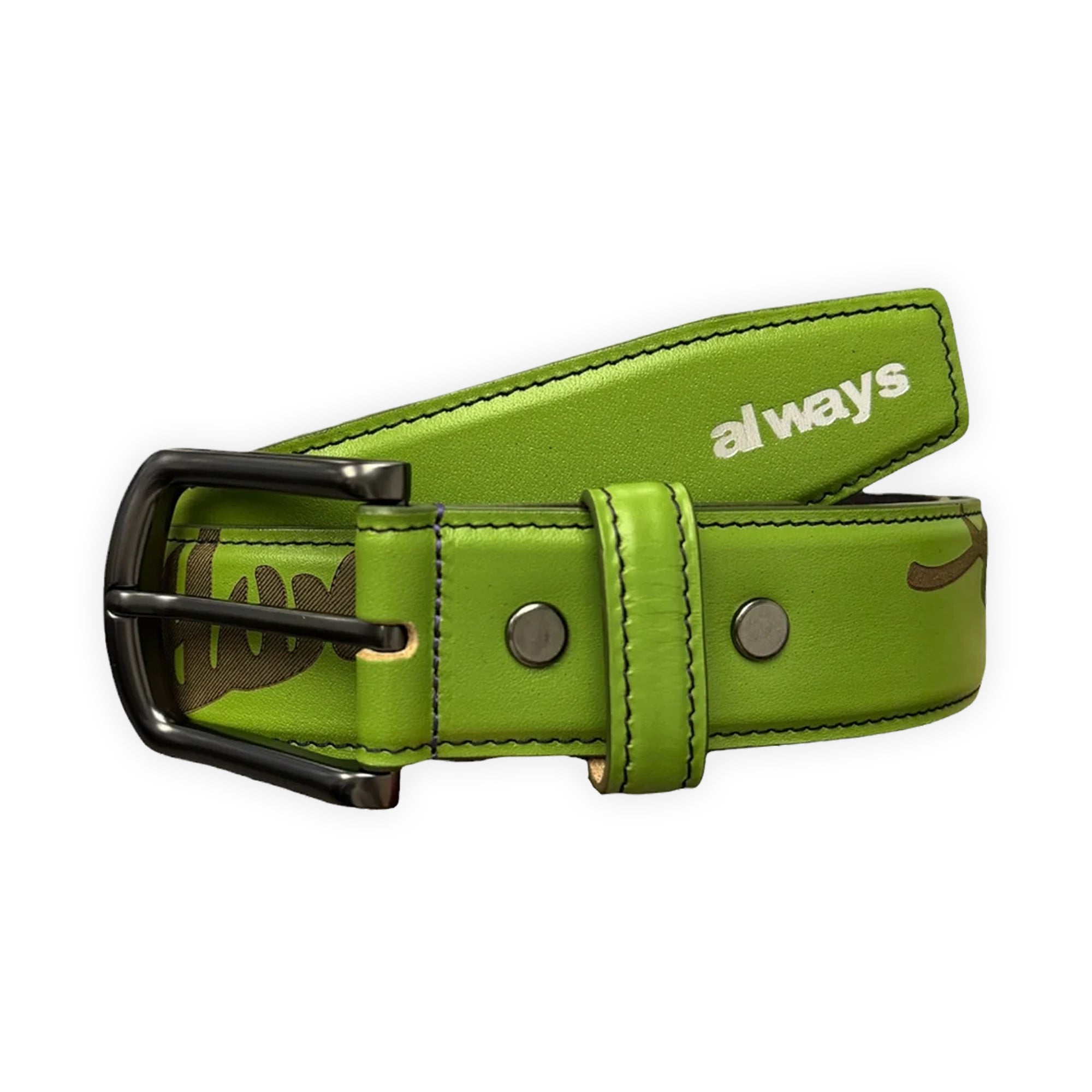 Always Do What You Should Do Lazerprint Cowhide Belt - Green / Purple