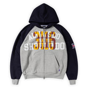 Always Do What You Should Do Jersey Raglan Zip Up Hoodie - Heather Grey