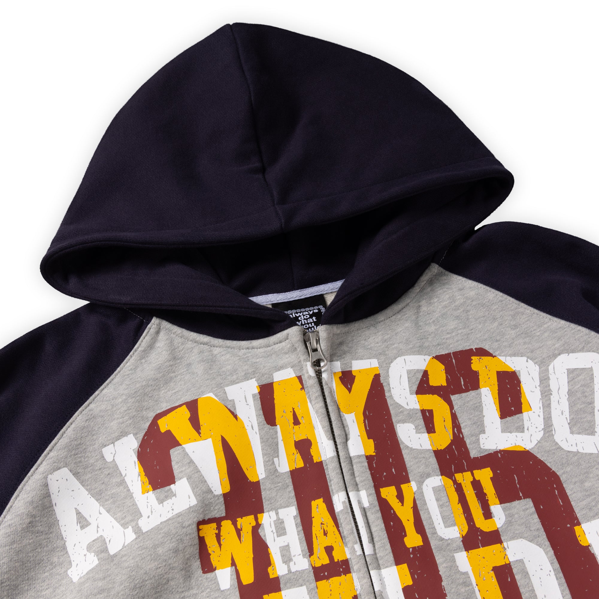 Always Do What You Should Do Jersey Raglan Zip Up Hoodie - Heather Grey