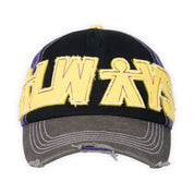 Always Do What You Should Do 5 Panel Human Logo Cap - Purple / Black / Yellow
