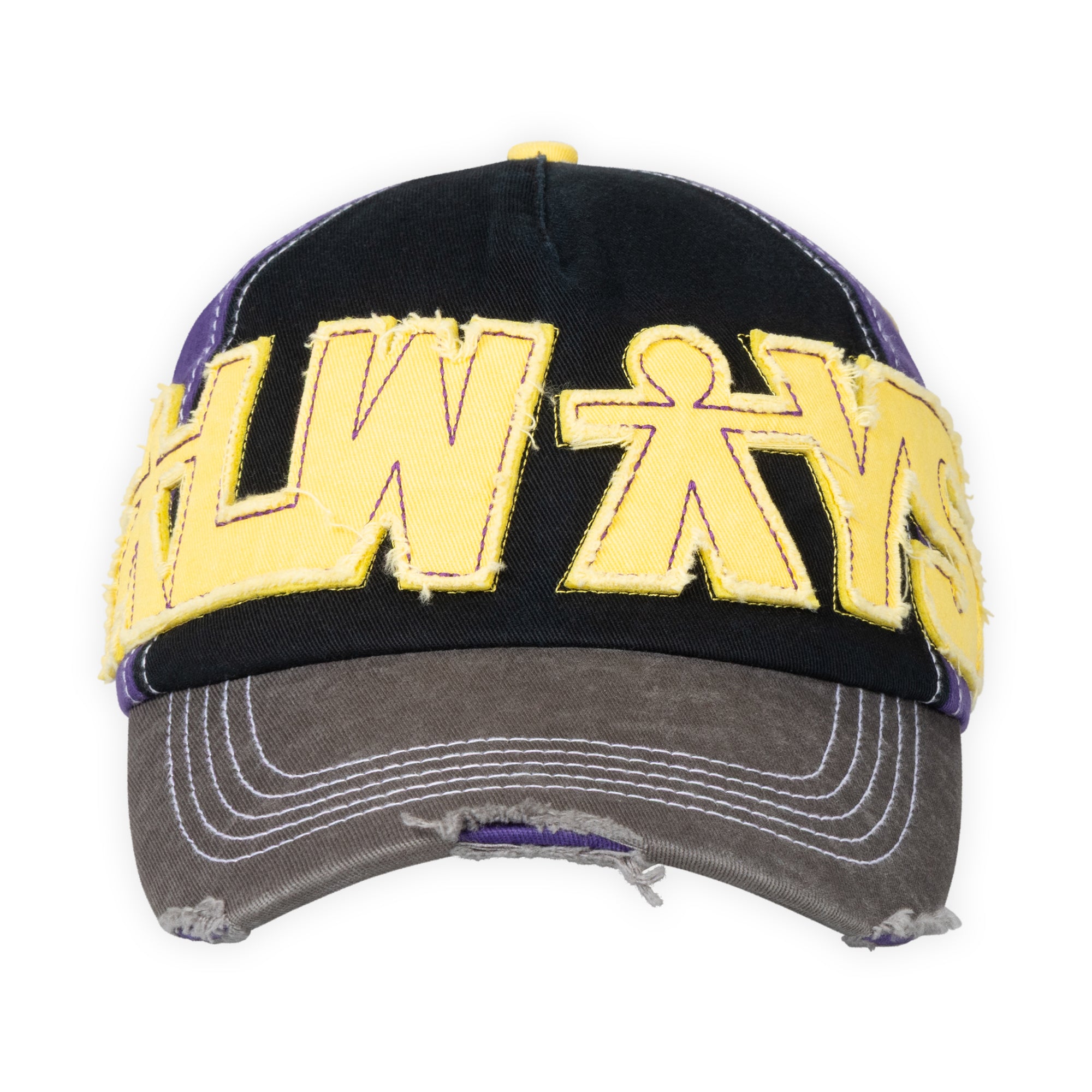 Always Do What You Should Do 5 Panel Human Logo Cap - Purple / Black / Yellow