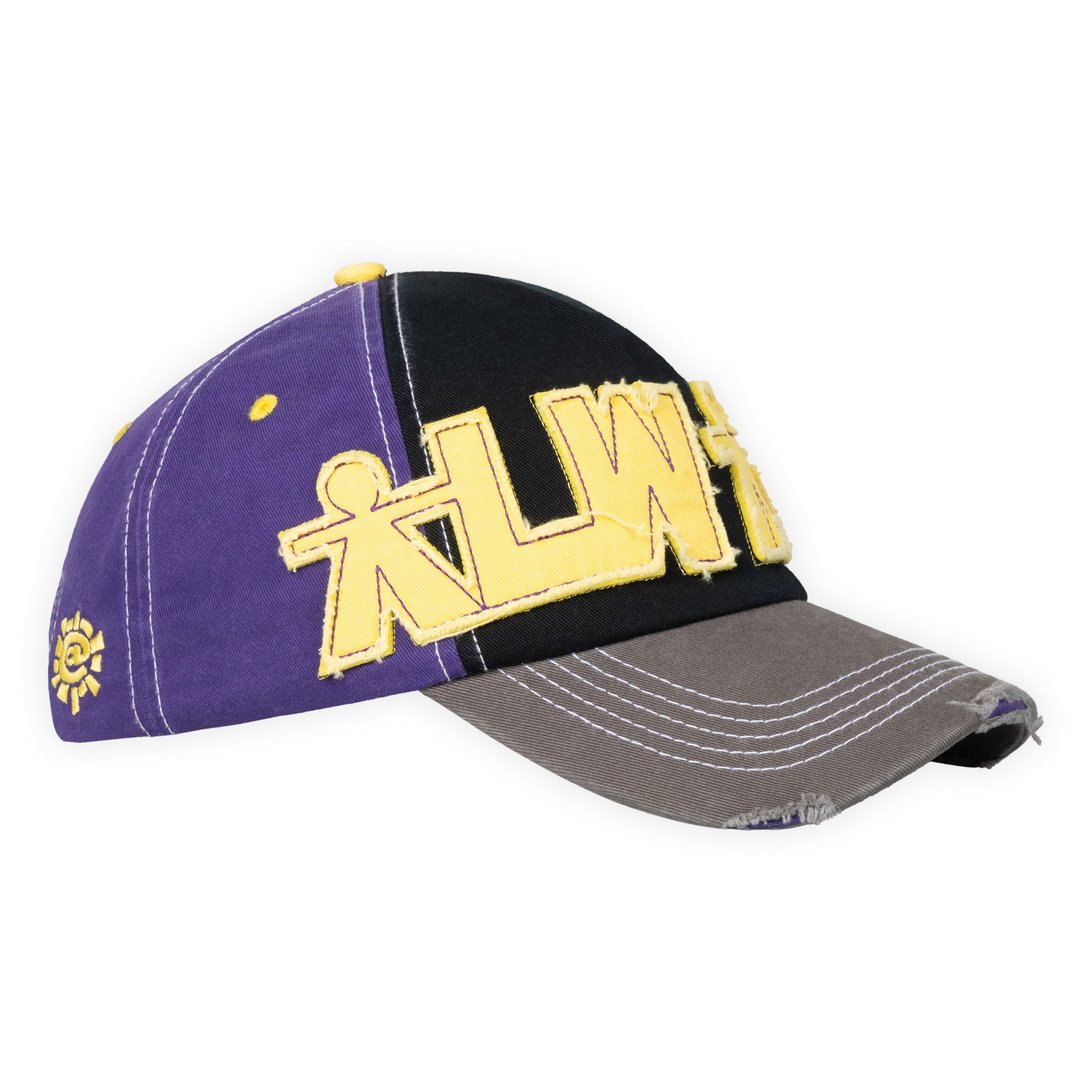 Always Do What You Should Do 5 Panel Human Logo Cap - Purple / Black / Yellow