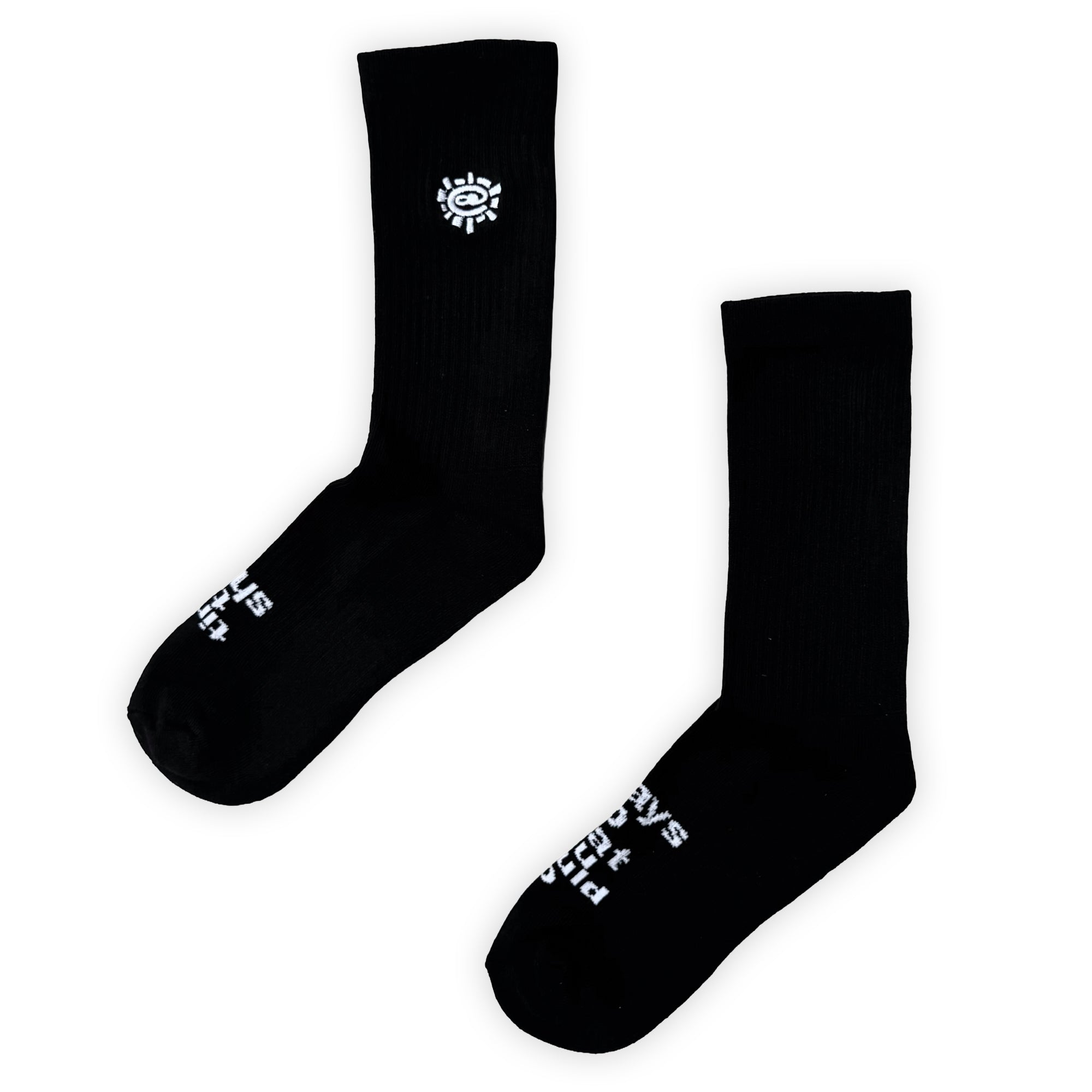 Always Do What You Should Do Mini Embroidered @Sun Sock - Black