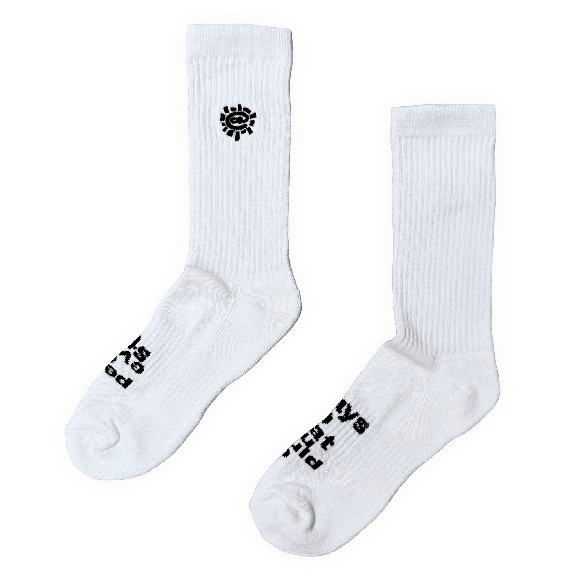 Always Do What You Should Do Mini Embroidered @Sun Sock - White