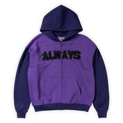 Always Do What You Should Do Human Applique Zip Up Hoodie - Purple