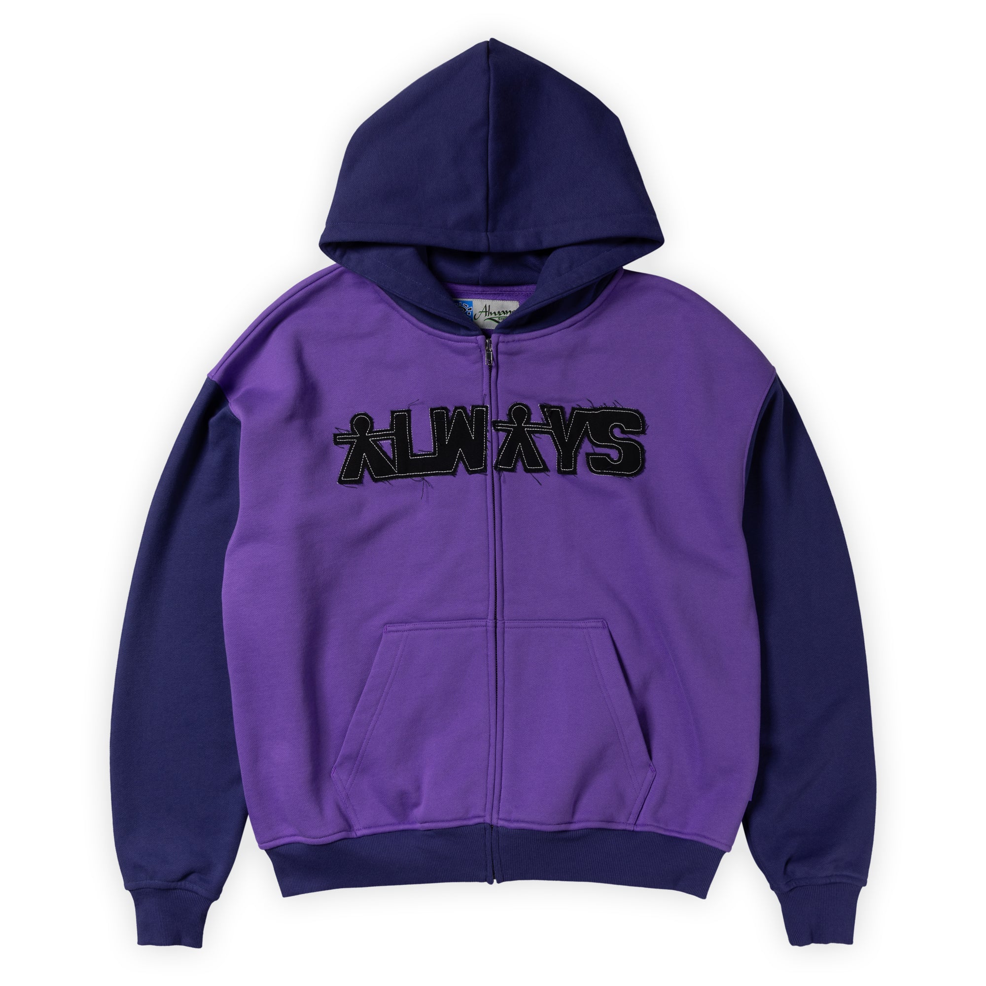 Always Do What You Should Do Human Applique Zip Up Hoodie - Purple