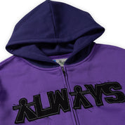 Always Do What You Should Do Human Applique Zip Up Hoodie - Purple