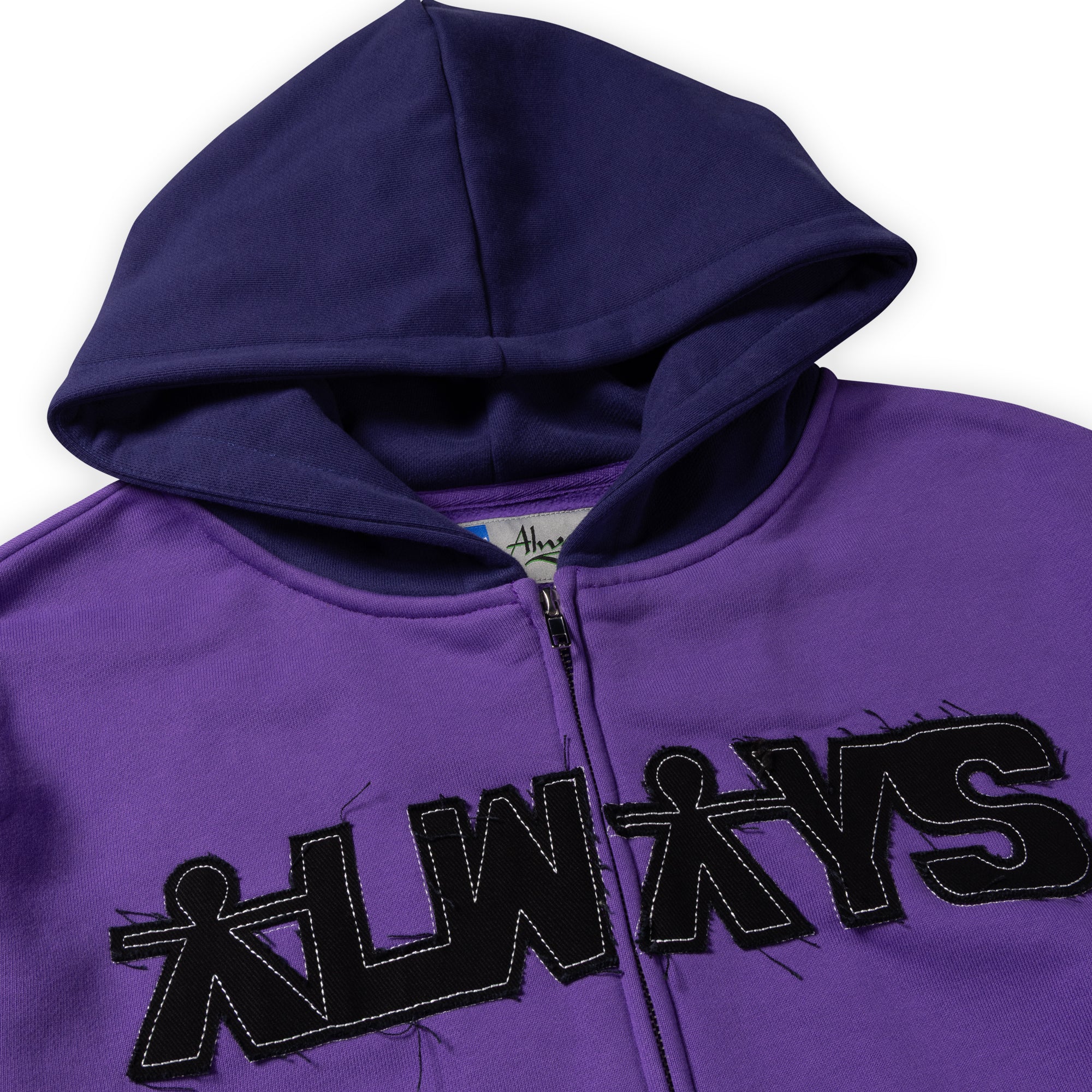 Always Do What You Should Do Human Applique Zip Up Hoodie - Purple