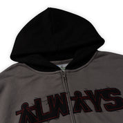 Always Do What You Should Do Human Applique Zip Up Hoodie - Black