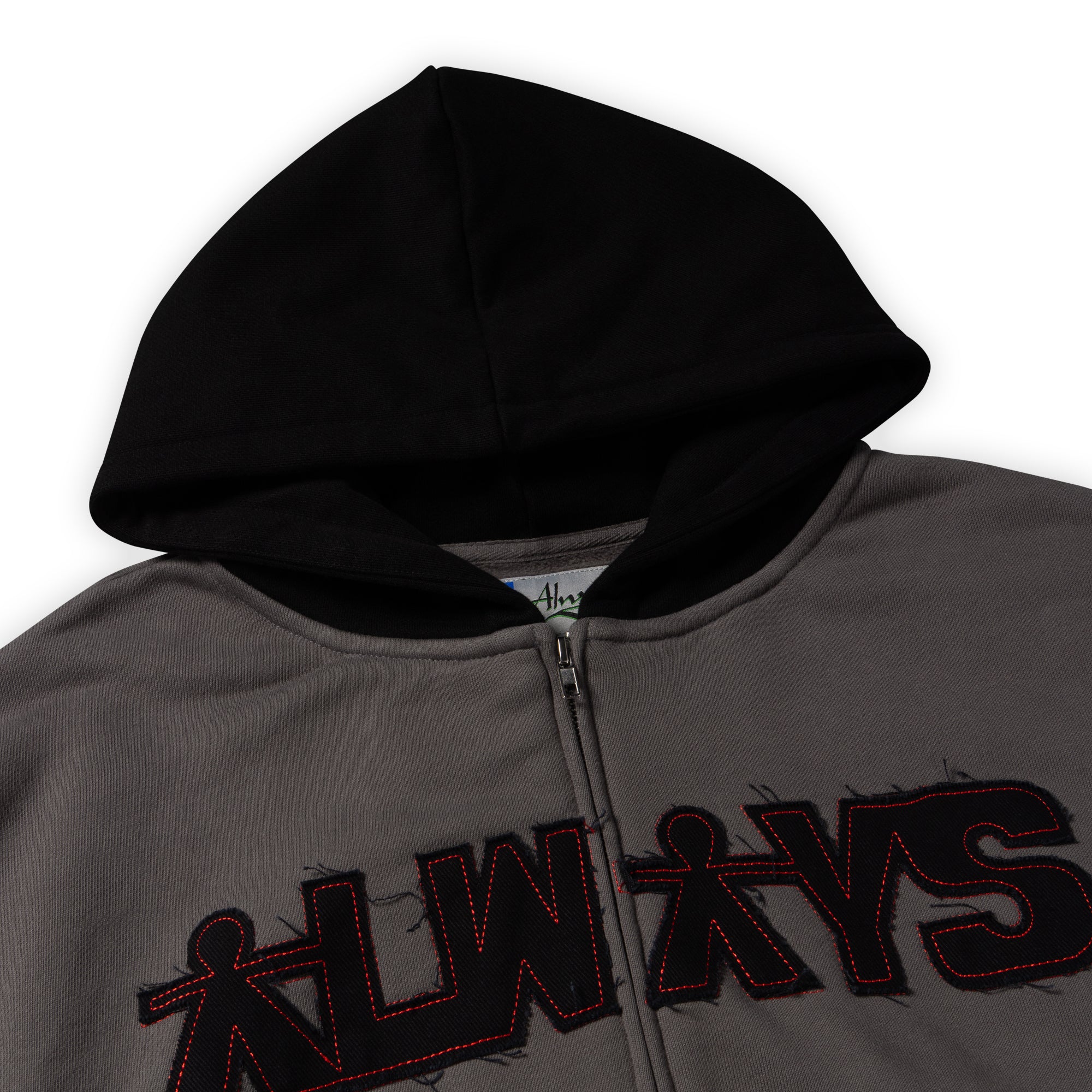 Always Do What You Should Do Human Applique Zip Up Hoodie - Black