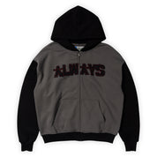 Always Do What You Should Do Human Applique Zip Up Hoodie - Black