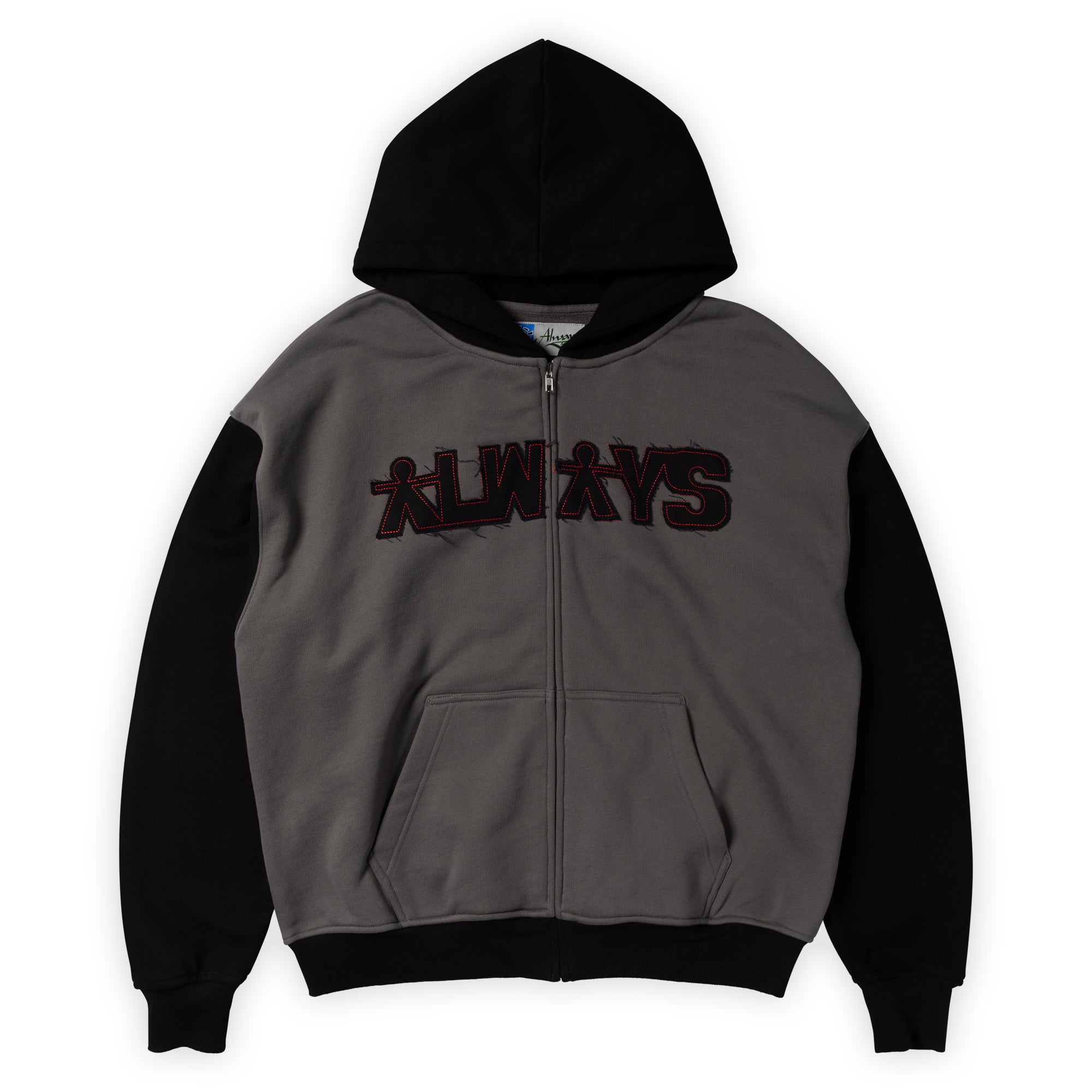 Always Do What You Should Do Human Applique Zip Up Hoodie - Black
