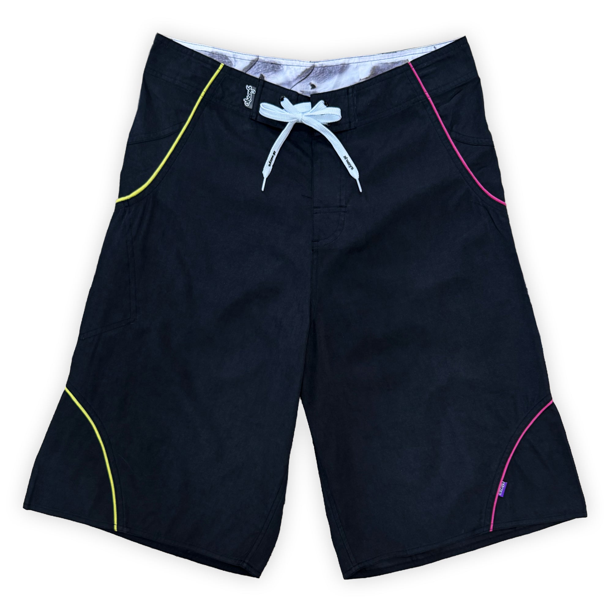 Always Do What You Should Do A.I Wrapped Boardshorts - Black / Yellow / Fuchsia