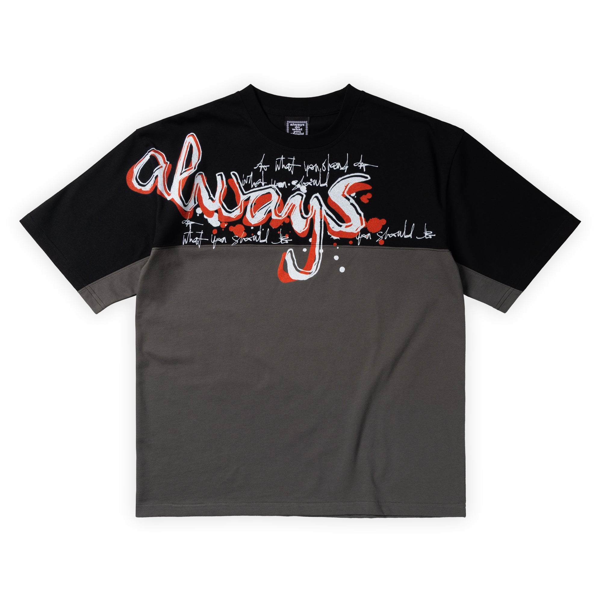 Always Do What You Should Do Waza Panelled Shirt - Grey / Black
