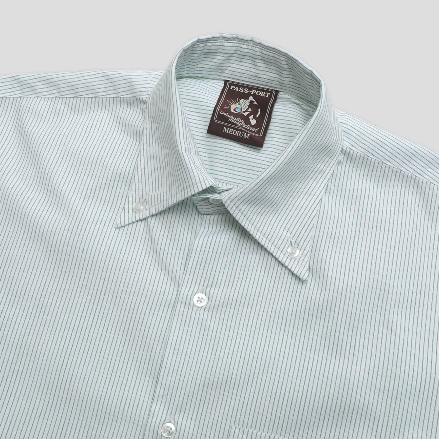 Pass~Port Australian Manufactured Oxford Shirt - Mint Green Stripe