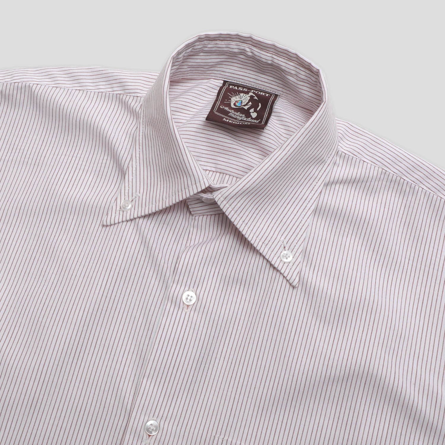 Pass~Port Australian Manufactured Oxford Shirt - Russet Brown Stripe