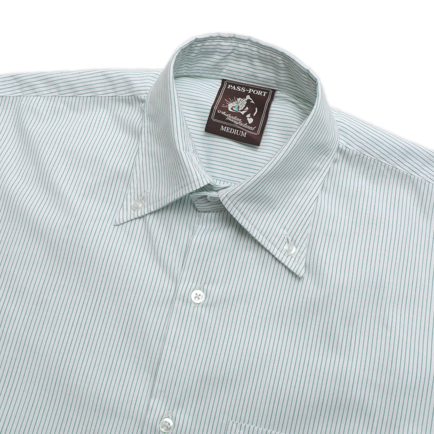 Pass~Port Australian Manufactured Oxford Shirt - Mint Green Stripe