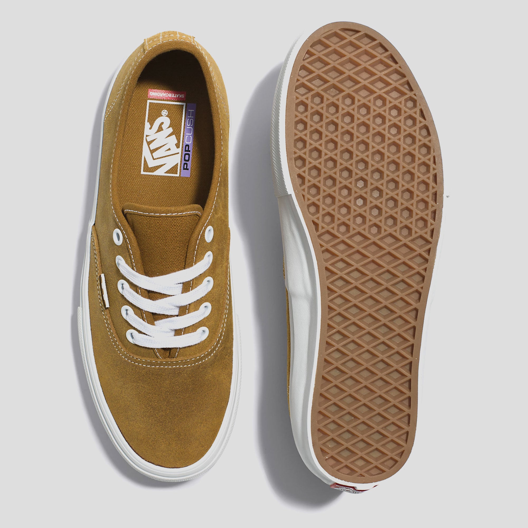 Vans Skate Authentic Shoe - Leather Golden Brown / White