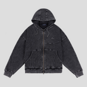 Dime Premium Waffle Zip Hoodie - Faded Black