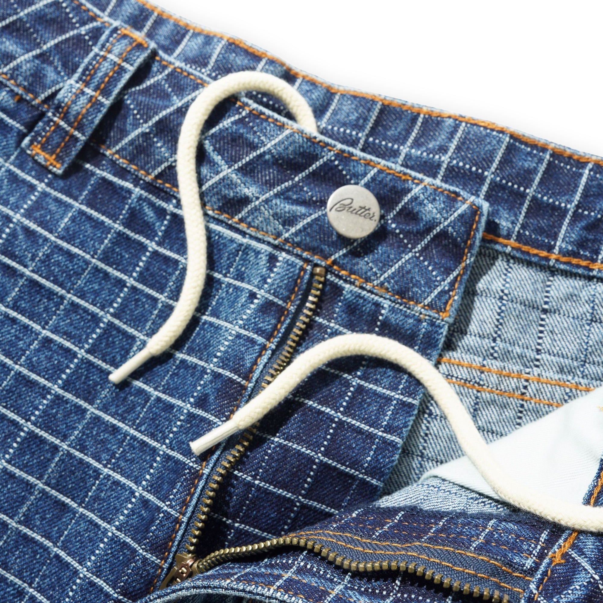 Butter Goods Big Grid Denim Shorts - Indigo