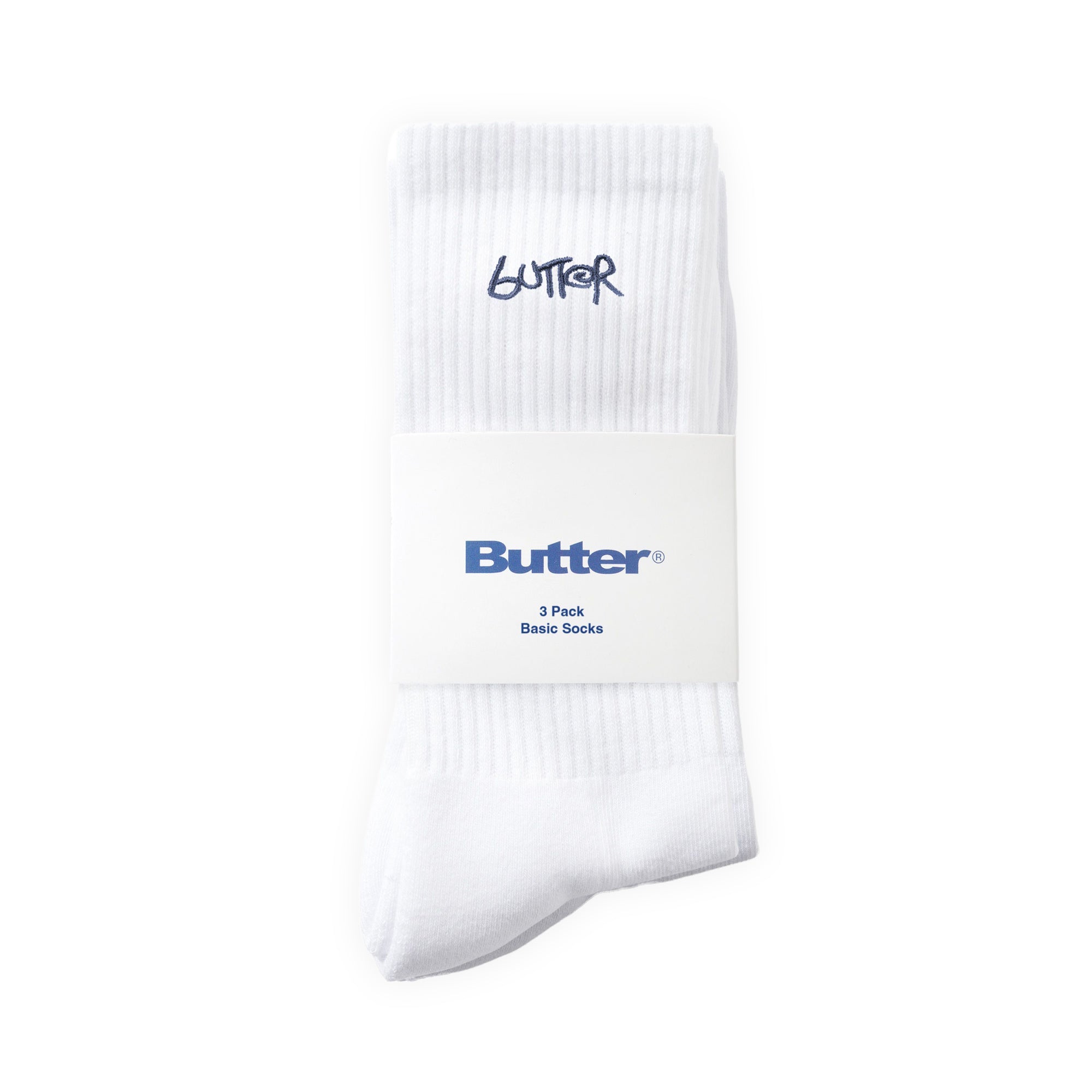 Butter Goods 3-Pack Basic Socks- White