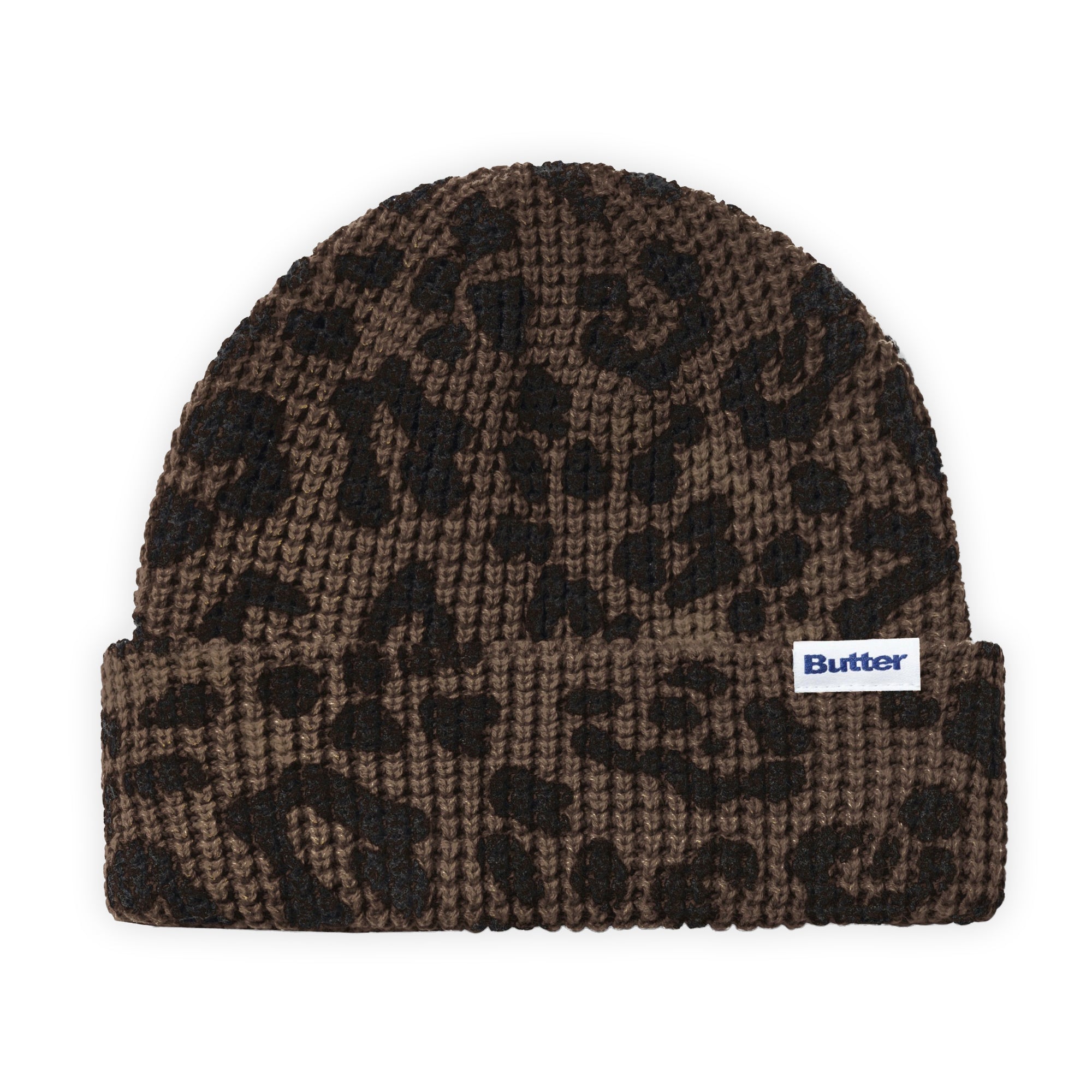 Butter Goods Distressed Waffle Beanie - Leopard