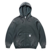 Butter Goods Faded Waffle Zip-Thru Hood - Washed Black