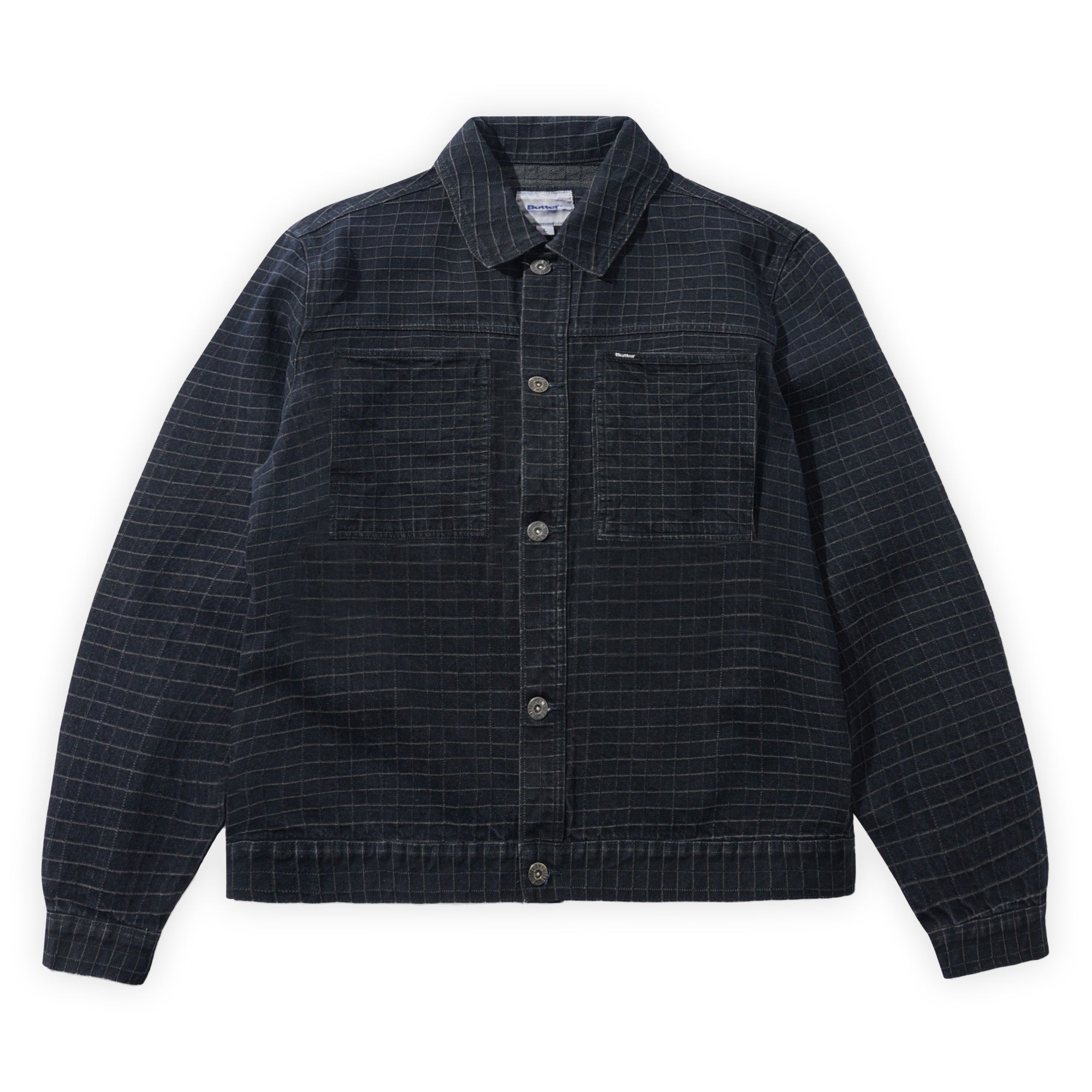 Butter Goods Grid Denim Jacket - Overdye Black
