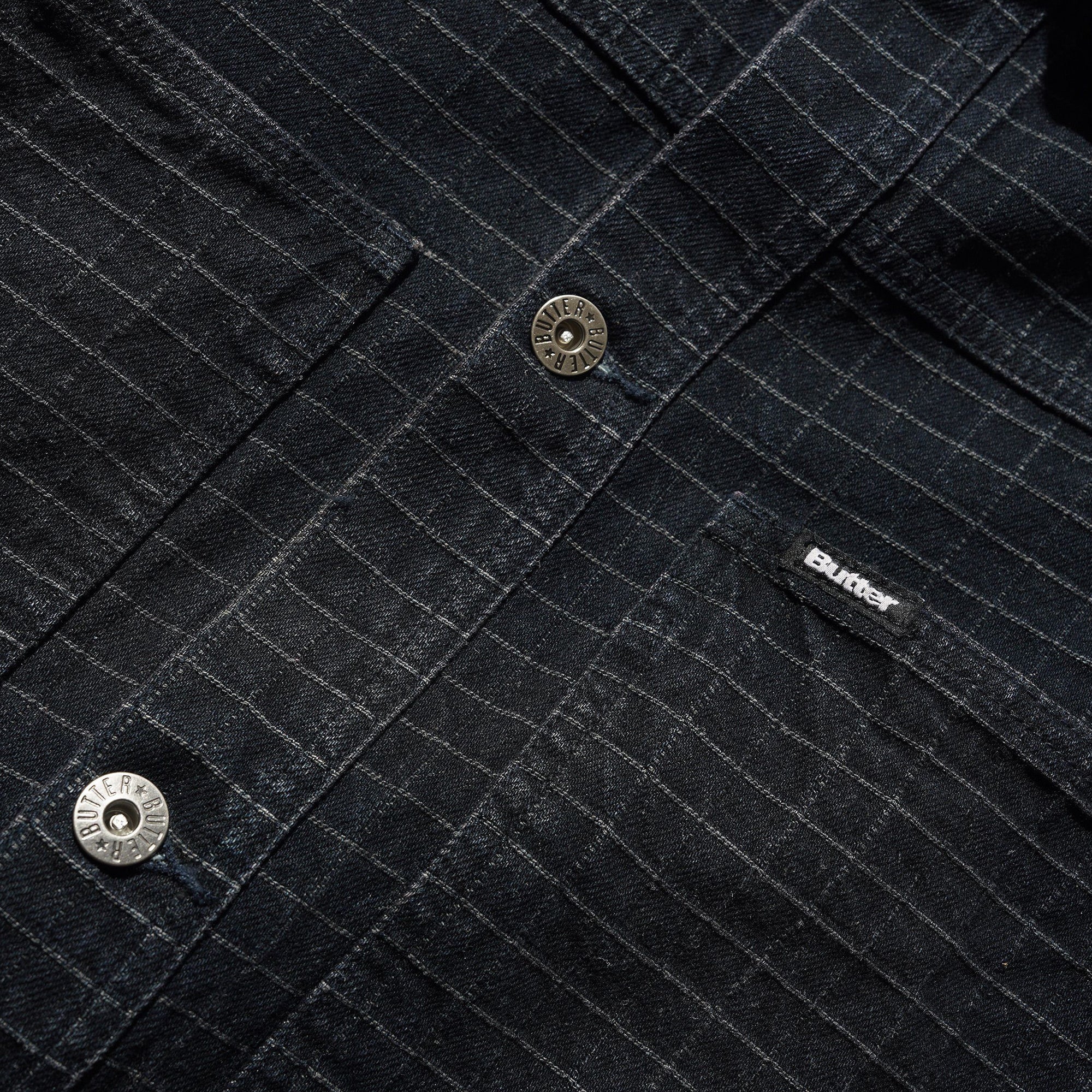 Butter Goods Grid Denim Jacket - Overdye Black
