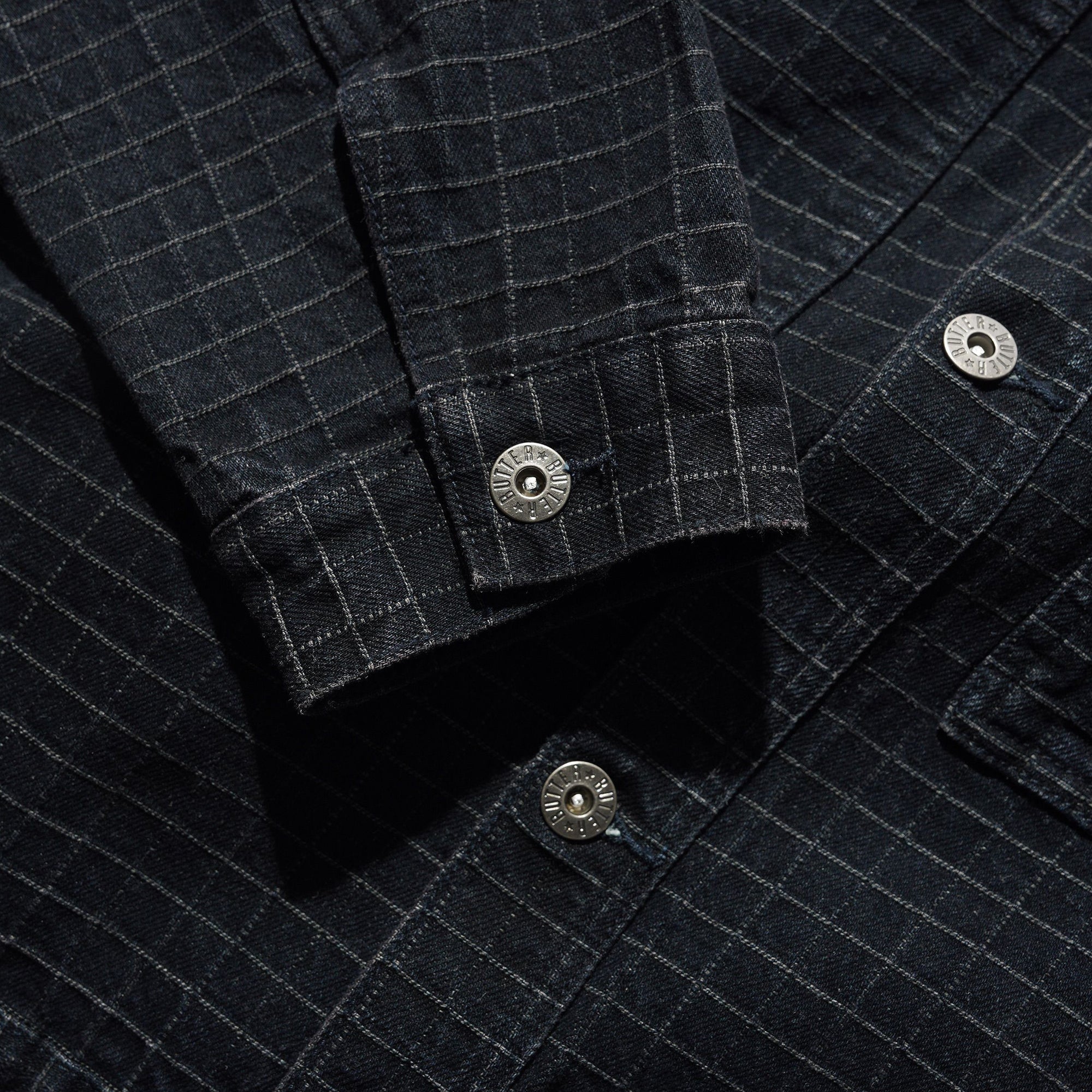 Butter Goods Grid Denim Jacket - Overdye Black