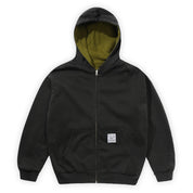 Butter Goods Reversible Waffle Zip-Thru Hood - Washed Black / Army