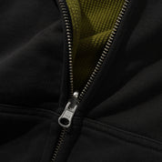 Butter Goods Reversible Waffle Zip-Thru Hood - Washed Black / Army