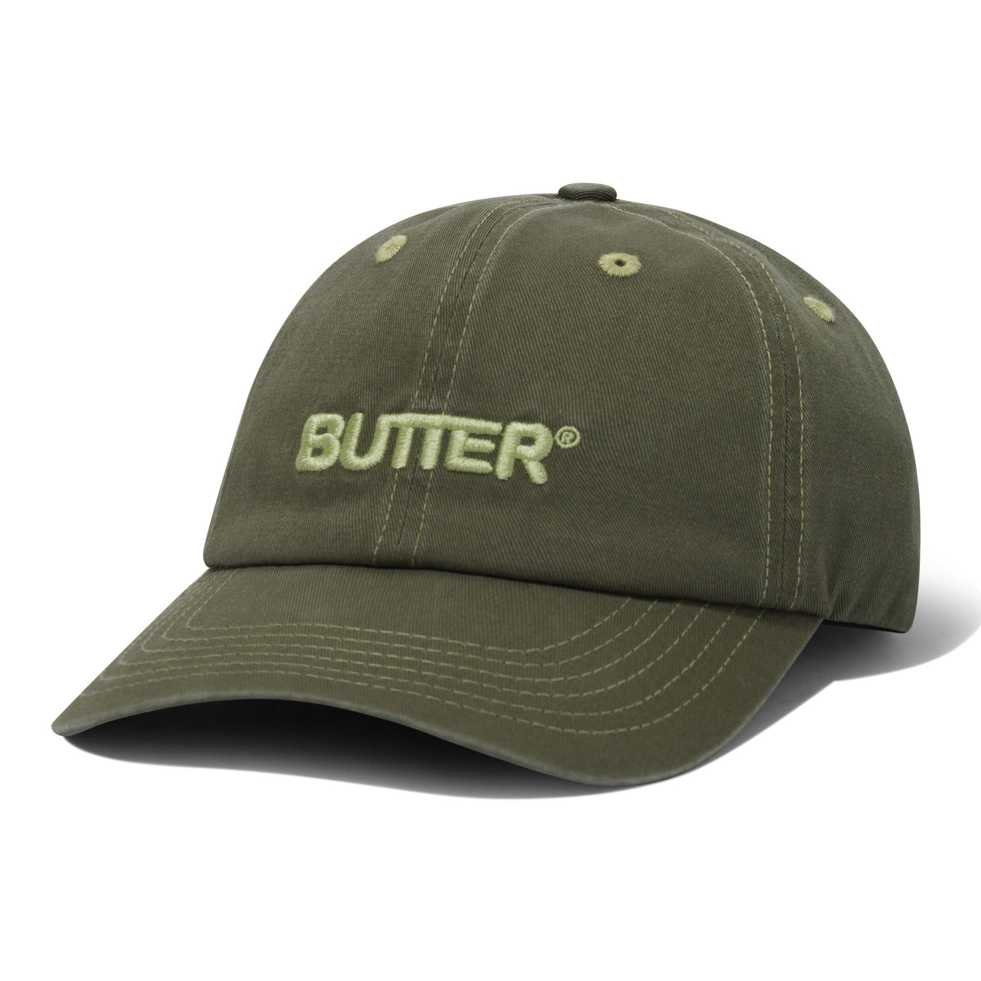 Butter Goods Rounded Logo 6 Panel Cap - Washed Army