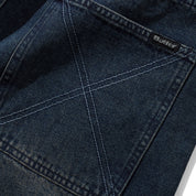 Butter Goods Distressed Big Denim Shorts - Washed Dark Blue