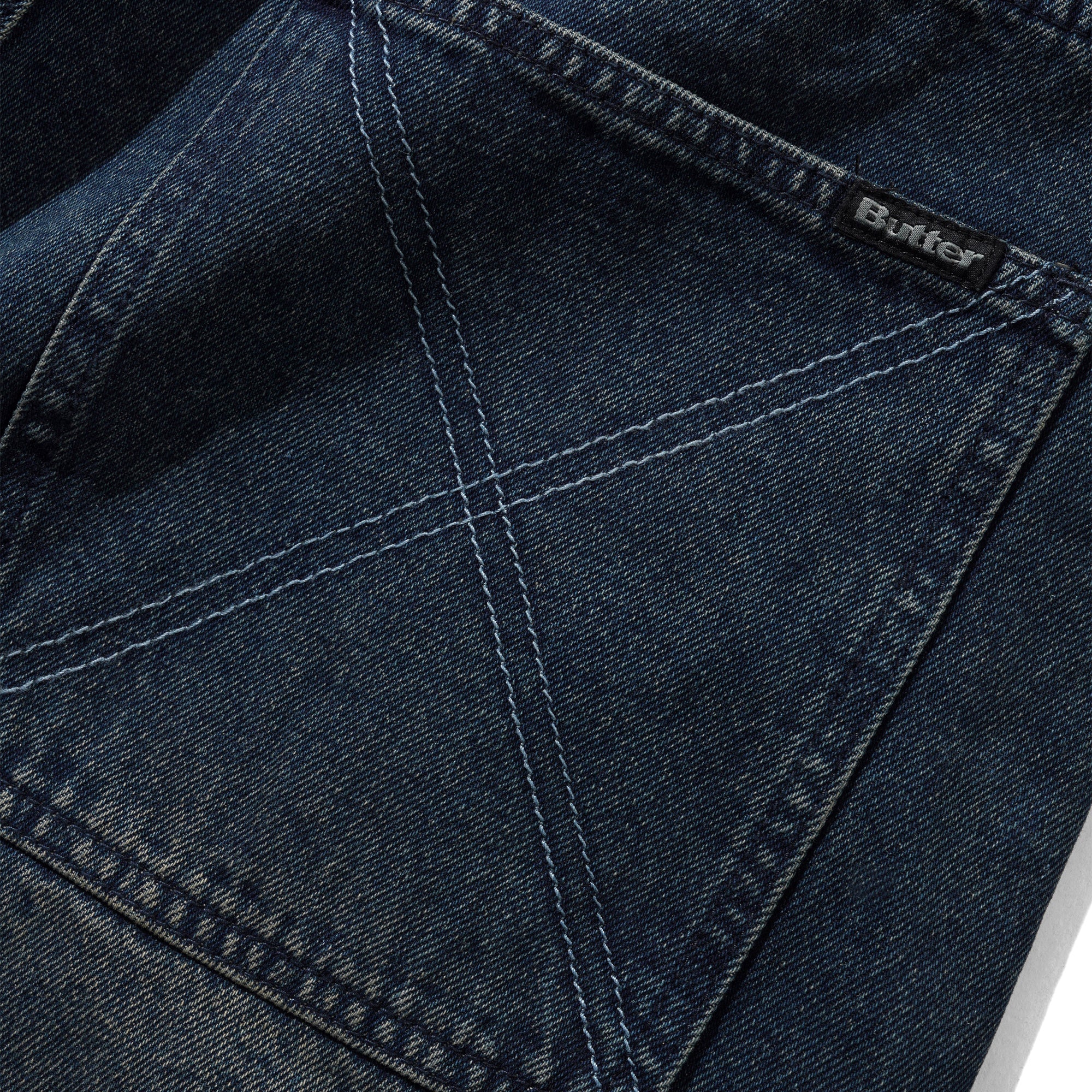 Butter Goods Distressed Big Denim Shorts - Washed Dark Blue