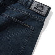 Butter Goods Distressed Big Denim Shorts - Washed Dark Blue