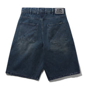 Butter Goods Distressed Big Denim Shorts - Washed Dark Blue