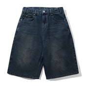 Butter Goods Distressed Big Denim Shorts - Washed Dark Blue