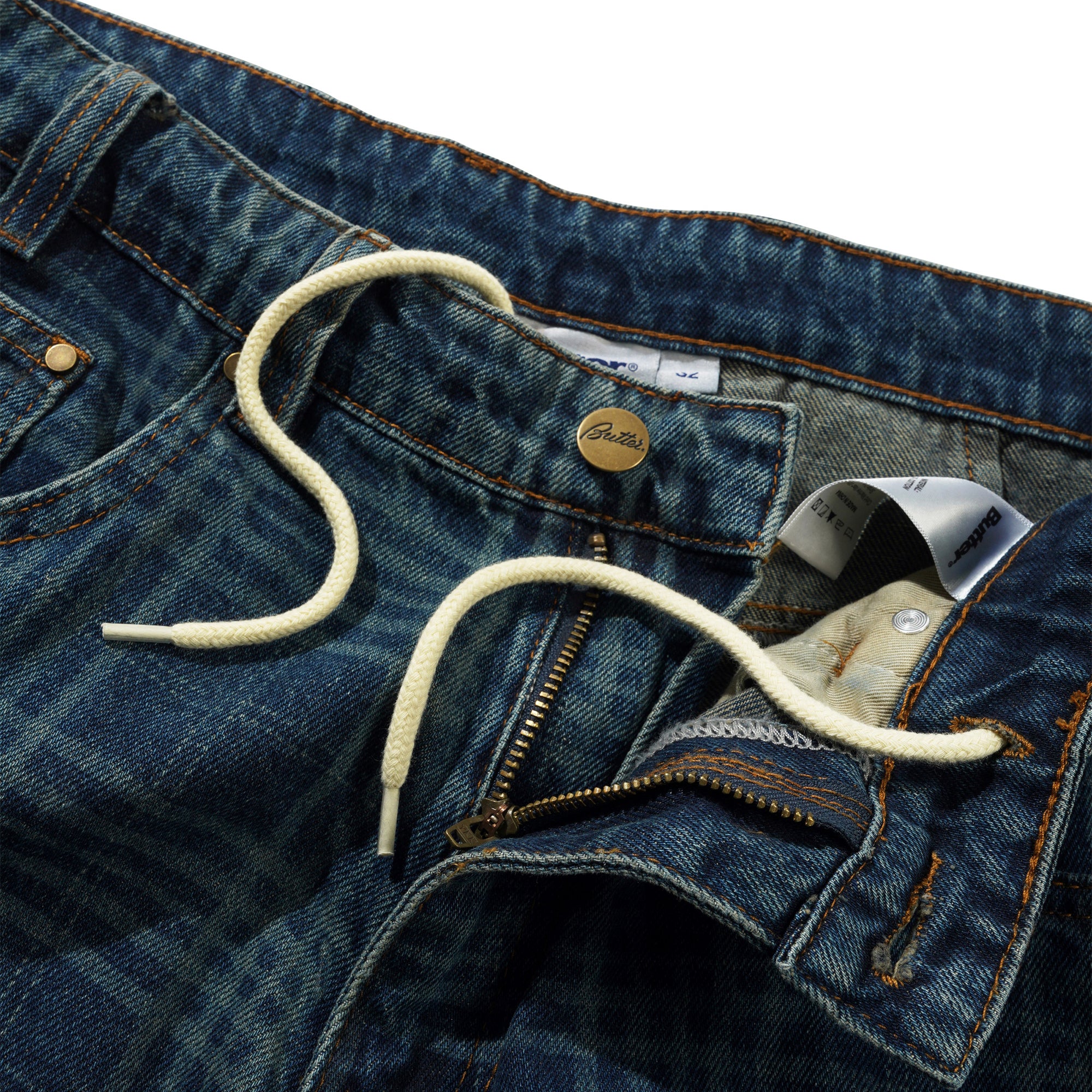 Butter Goods Burn Wide Cut Jeans - Dark Indigo Plaid