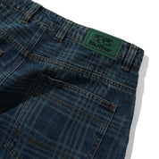 Butter Goods Burn Wide Cut Jeans - Dark Indigo Plaid