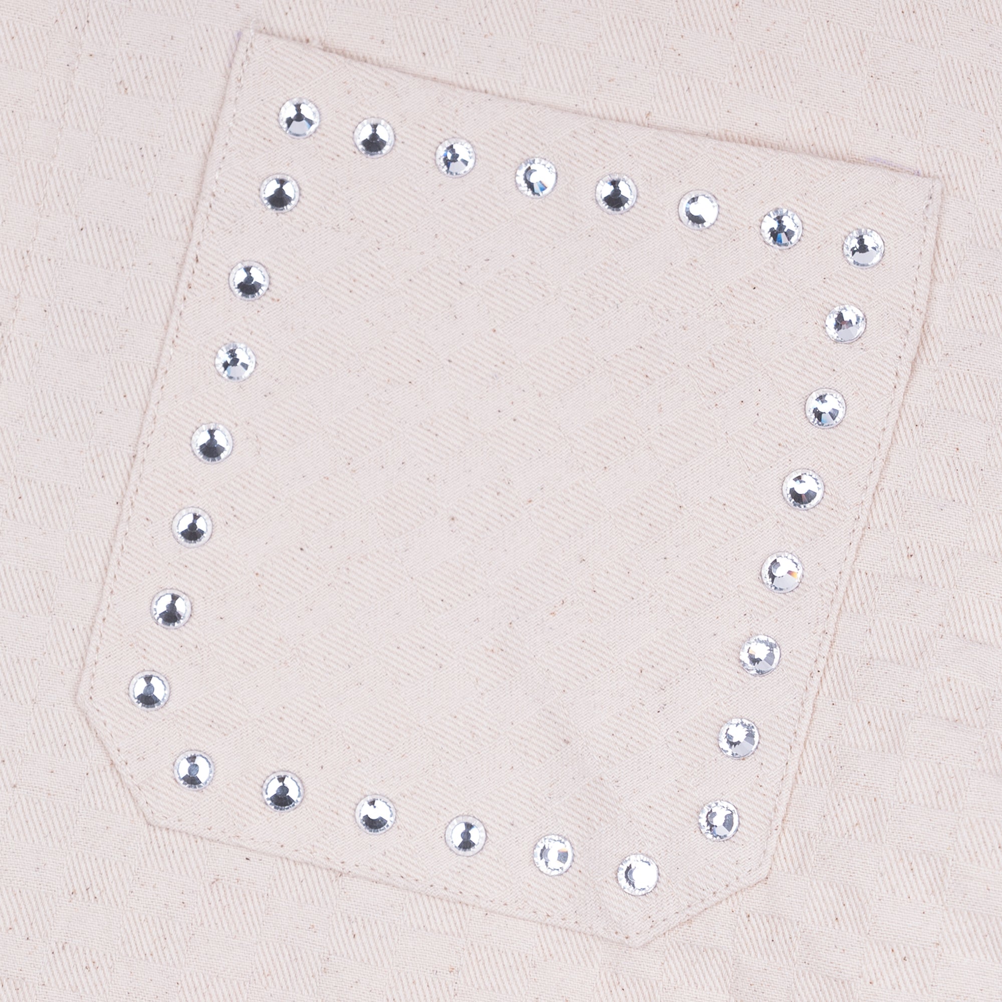 Carpet Company Rhinestone Button Up - Cream