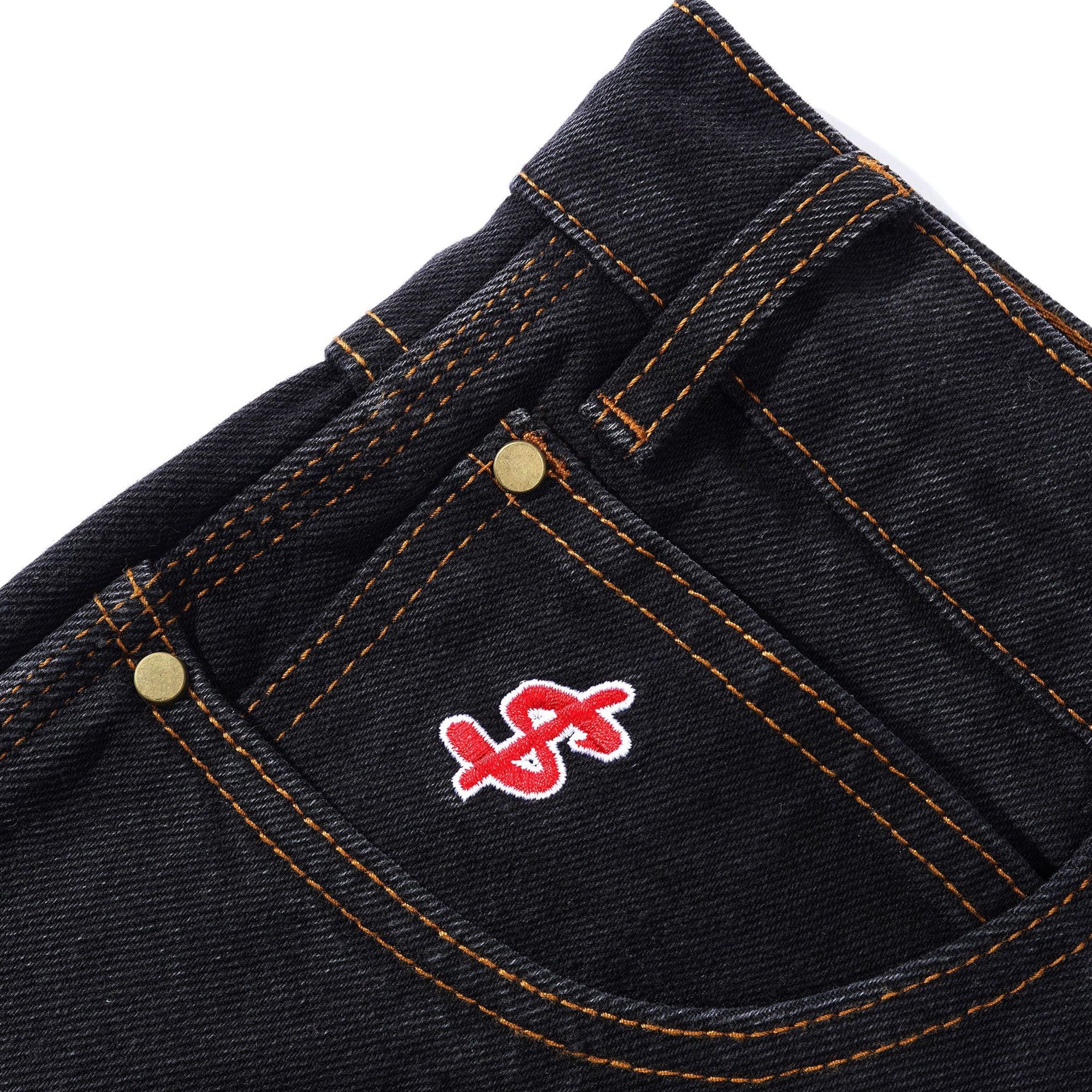 Cash Only Logo Denim Shorts - Washed Black