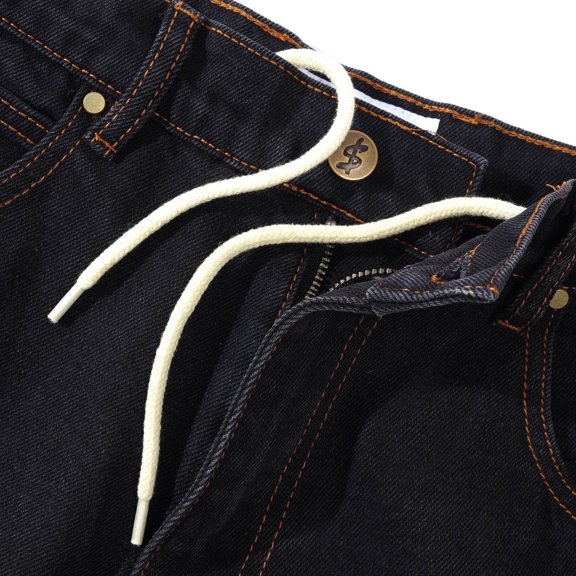 Cash Only Logo Denim Shorts - Washed Black