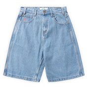 Cash Only Logo Denim Shorts - Washed Indigo