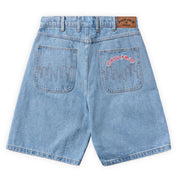 Cash Only Logo Denim Shorts - Washed Indigo