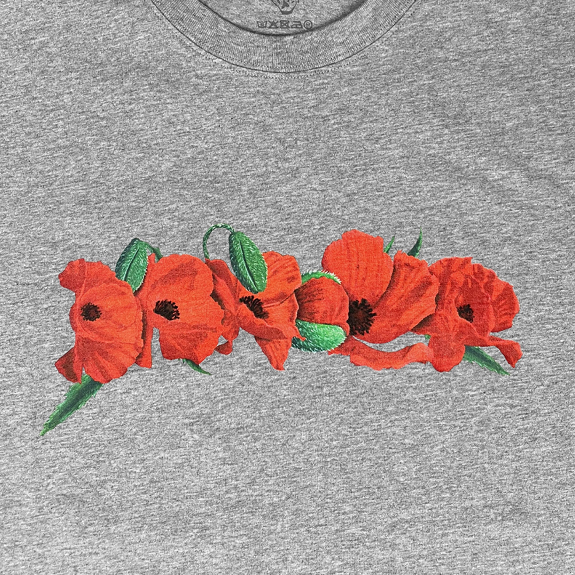 Dancer Poppy Flowers Tee - Heather Grey