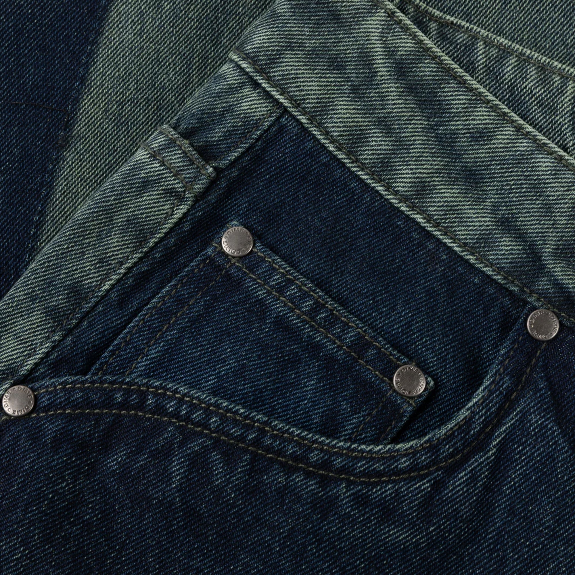 Dime Baggy Denim Pants - Distressed Green